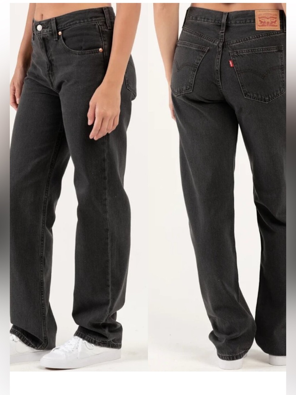 Levi's Women's Low Pro Straight Leg Jeans Black Mid-Rise Loose Size 24